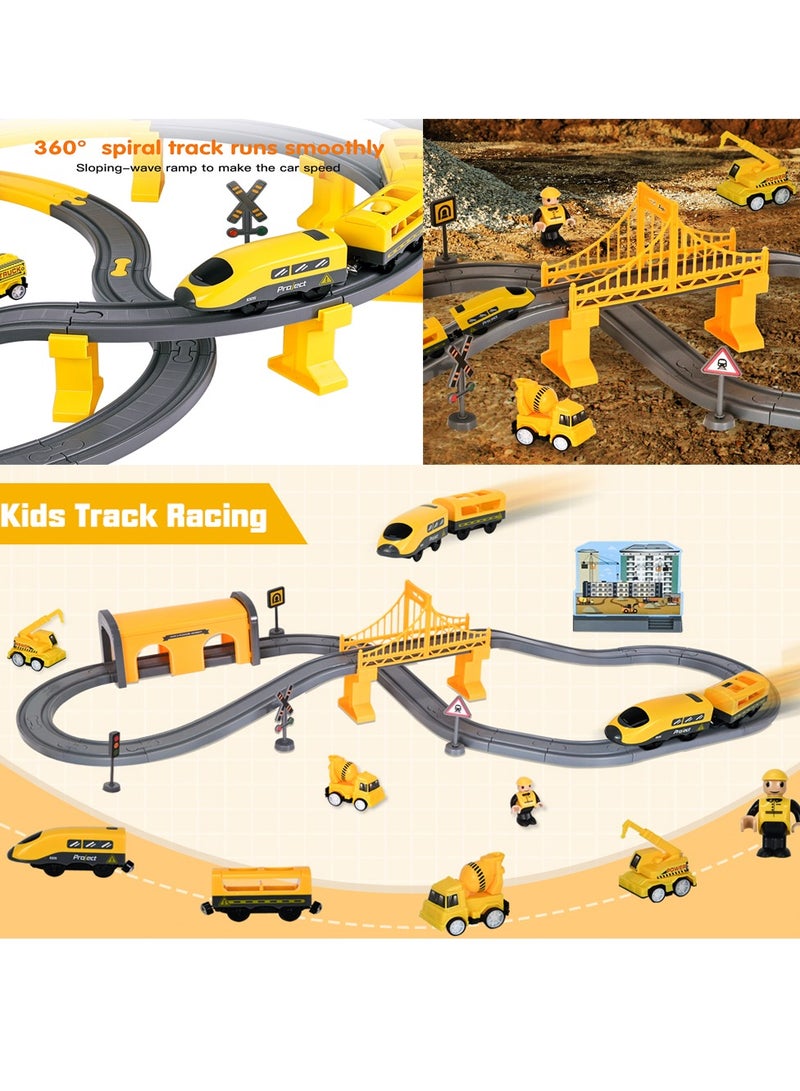 Electric Train Sets Train Tracks Toy 66Pcs DIY Assembly Track Parent-Child Interaction Educational Railway Toys Flexible Train Tracks for Kids