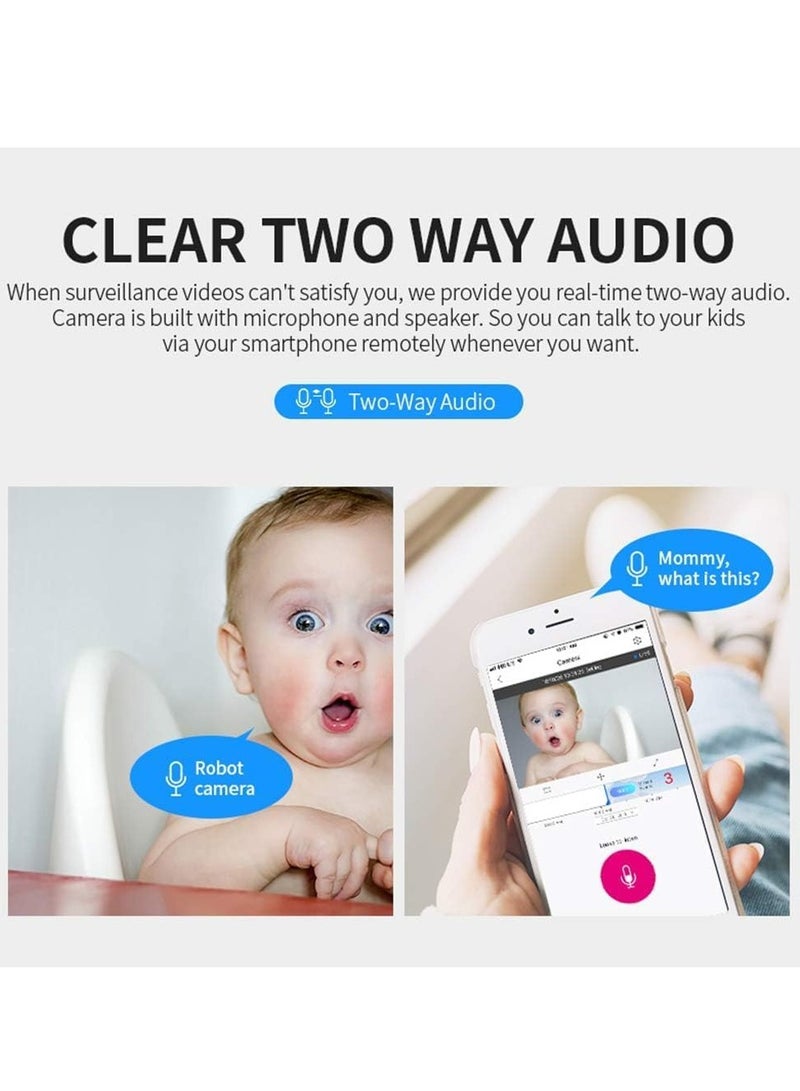 Camera Robot Intelligent Auto Tracking Camera, 1080P  Cloud Home Security IP Wireless WiFi Baby Video Audio Monitor Surveillance Camera White