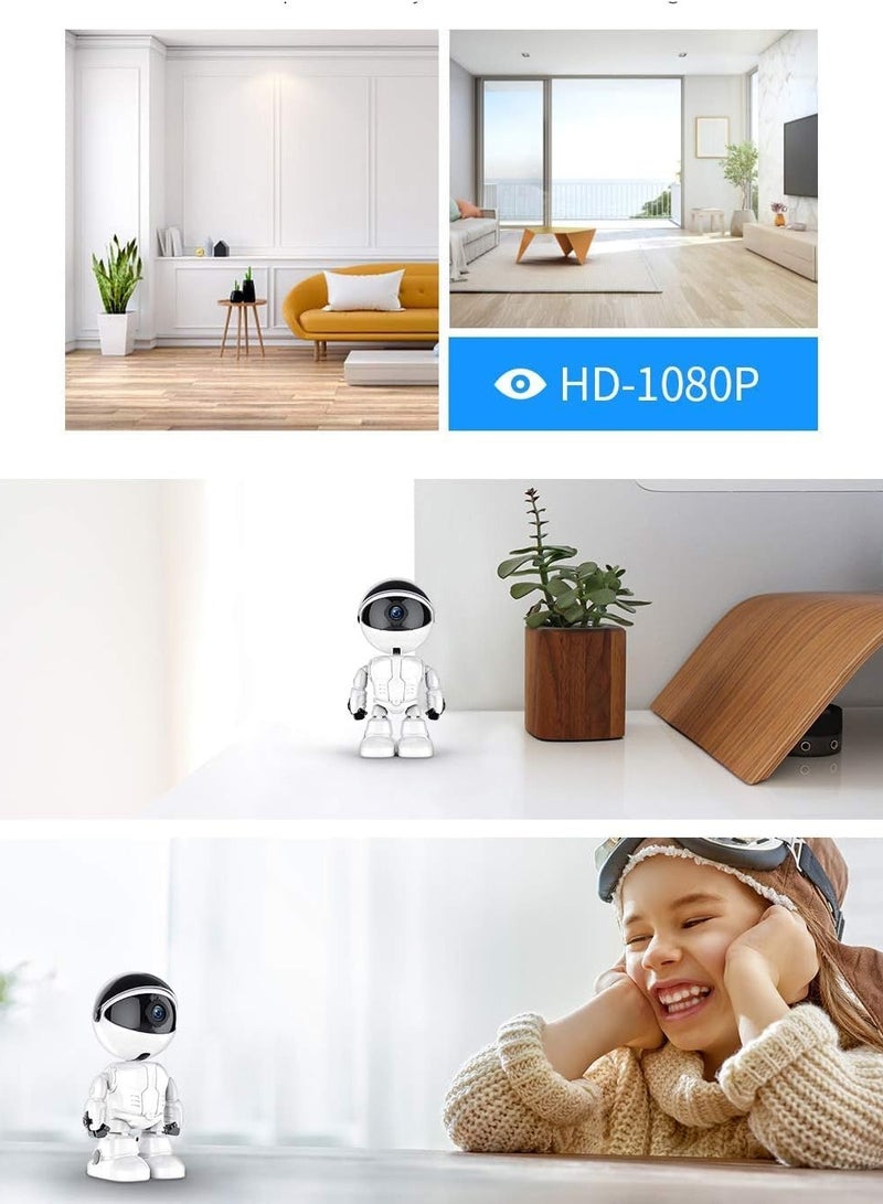 Camera Robot Intelligent Auto Tracking Camera, 1080P  Cloud Home Security IP Wireless WiFi Baby Video Audio Monitor Surveillance Camera White