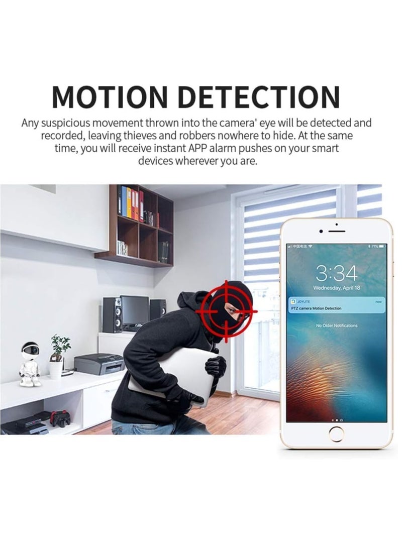 Camera Robot Intelligent Auto Tracking Camera, 1080P  Cloud Home Security IP Wireless WiFi Baby Video Audio Monitor Surveillance Camera White