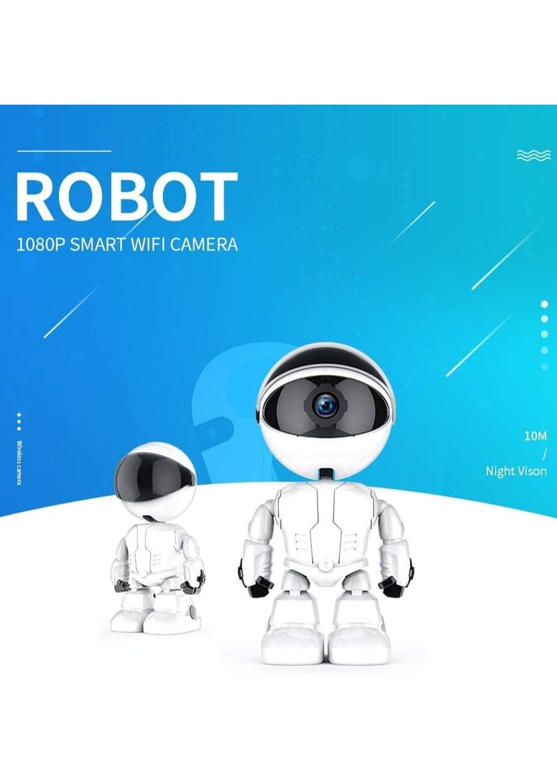 Camera Robot Intelligent Auto Tracking Camera, 1080P  Cloud Home Security IP Wireless WiFi Baby Video Audio Monitor Surveillance Camera White