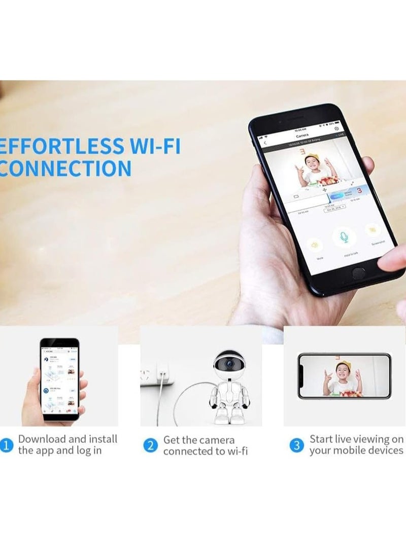 Camera Robot Intelligent Auto Tracking Camera, 1080P  Cloud Home Security IP Wireless WiFi Baby Video Audio Monitor Surveillance Camera White