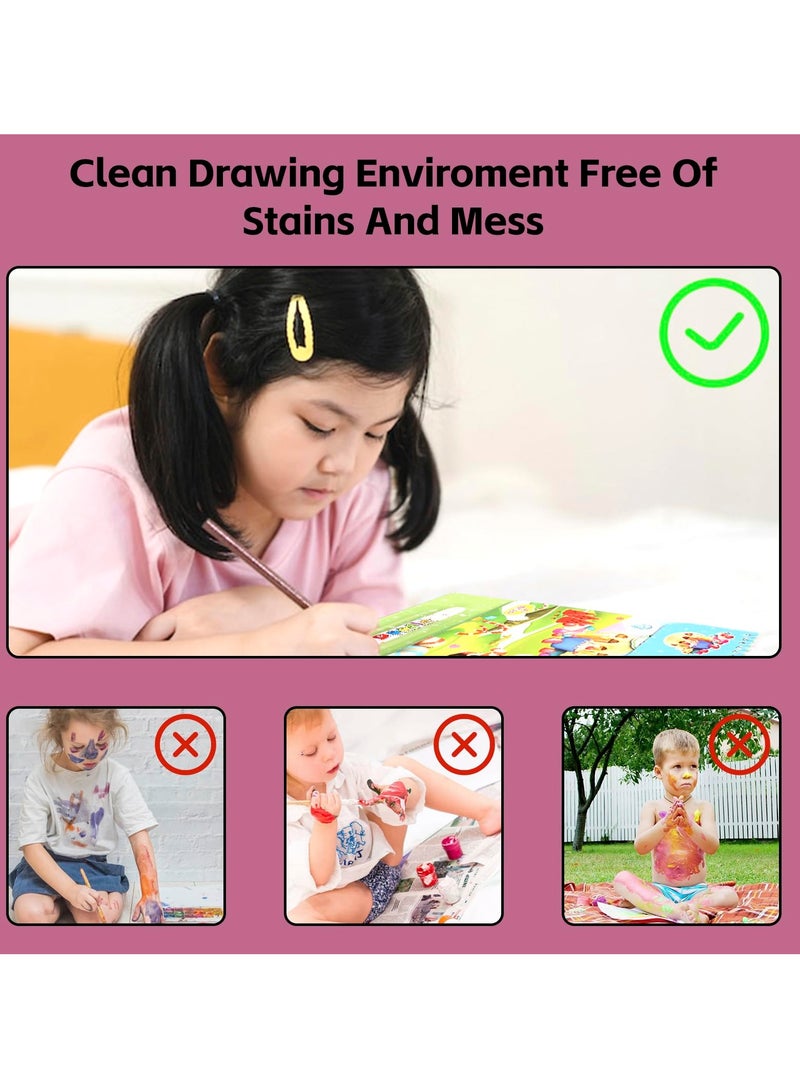 4 Pack Water Coloring Books, Repeatedly Scribbling Magic Water Book Vehicle Pirate Space Odyssey World Tour 4 Different Themes Magic Water Paint Coloring Books for Toddler Crafts for Girls Boys