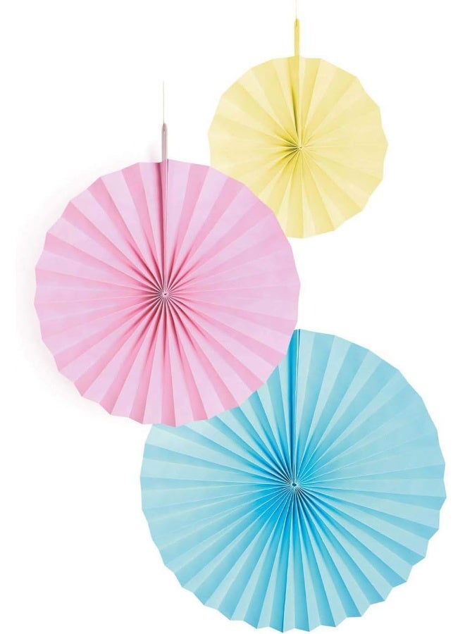 Pastel Multicolored Paper Fan Decorations 3pcs
