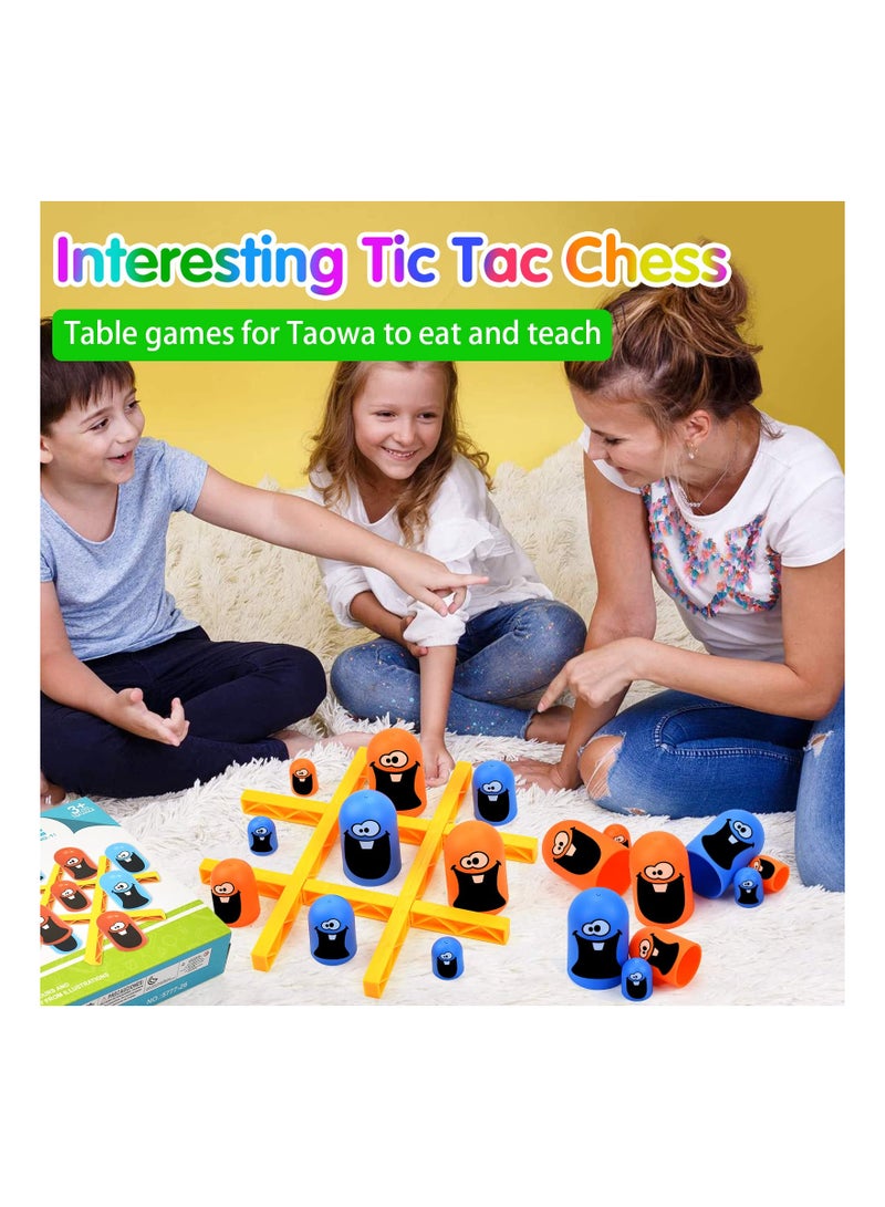 Big Eat Small Tic Tac Toe Game Set, Board Game Indoor Surprise Tic Tac Toe Tic Tac Toe Big Eat Small Game Parent-Child Interactive Board Game Portable Travel Toy for Children Kids