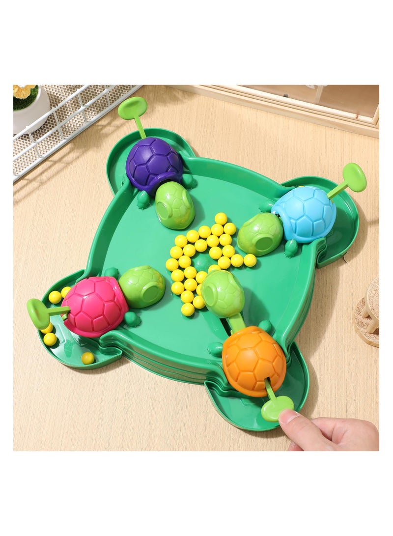 Hungry Turtle Bean-Eating Board Game, Interactive 4-Player Family Table Game, Early Educational Montessori Toy, Fun Tortoise Design, Durable ABS Construction, Ideal for Family Gatherings and Parties