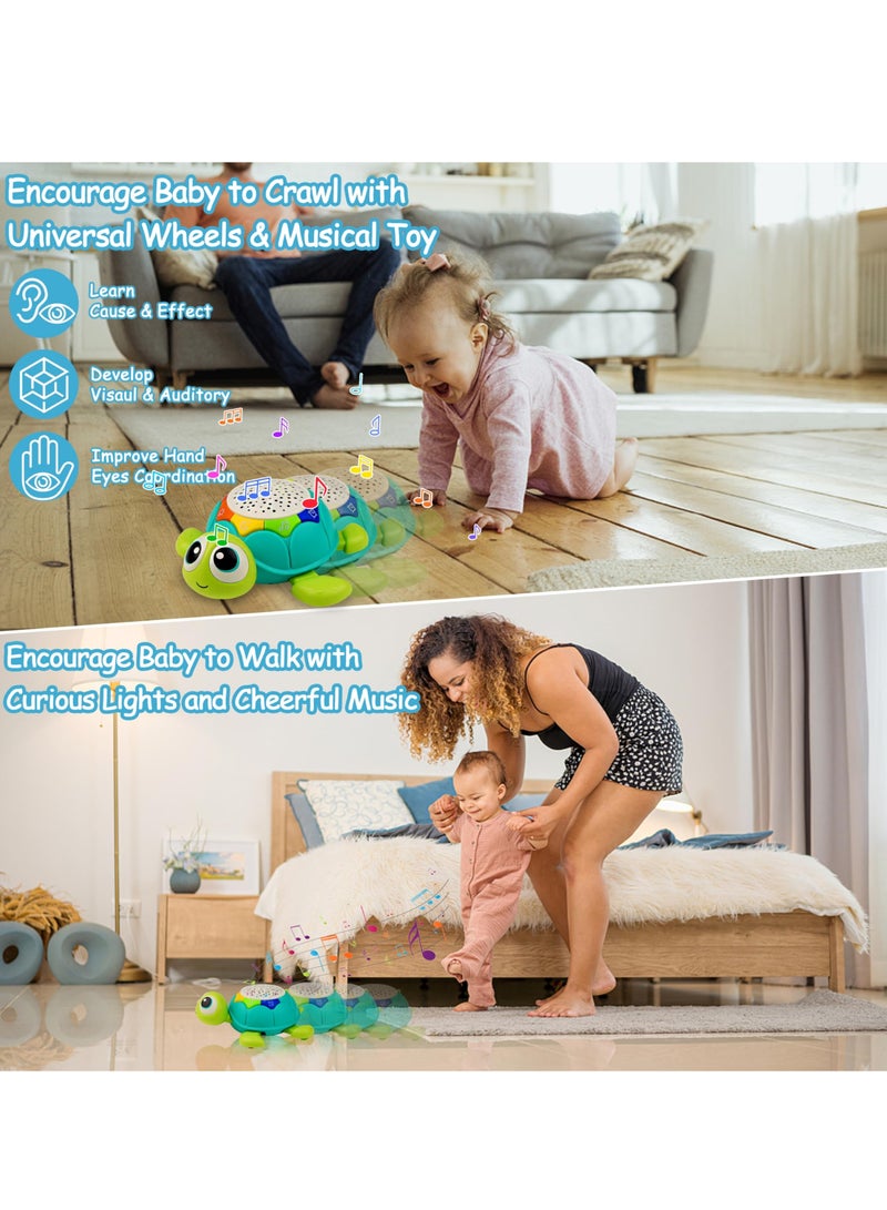 5 in 1 Musical Projector Baby Crawling Toys, Turtle Toys, Early Learning Educational Toy Starlight, Tummy Time Infant Baby Toys 0-3 3-6 7 8 9 12-18 Months 1 Year Old Boy Toys Girl Toys Birthday Gift