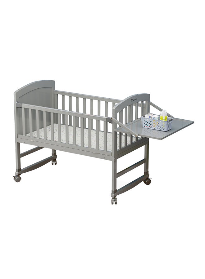 7 In 1 Convertible Kids Bed And Bedside Crib With Mattress, Mosquito Net And Detachable Wheels (0-12Yrs) - Grey