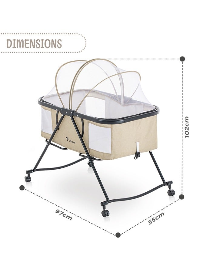 3-In-1 Baby Cot/Cradle w/ Mosquito net And Wheels – Ivory