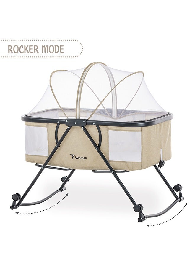 3-In-1 Baby Cot/Cradle w/ Mosquito net And Wheels – Ivory