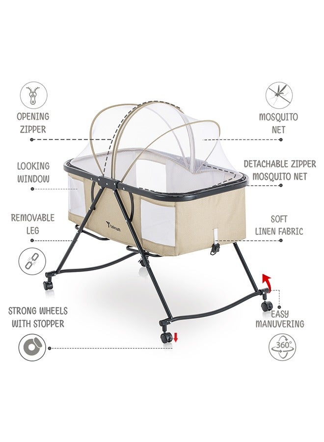 3-In-1 Baby Cot/Cradle w/ Mosquito net And Wheels – Ivory