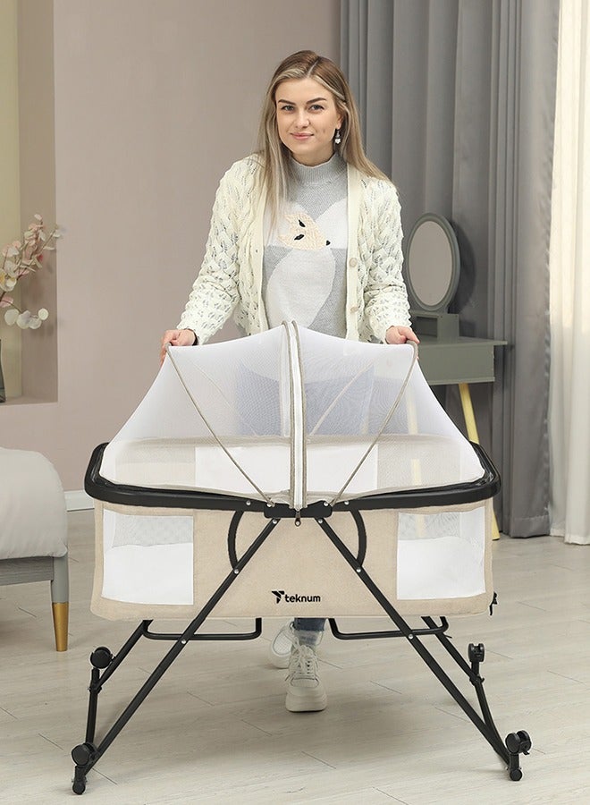 3-In-1 Baby Cot/Cradle w/ Mosquito net And Wheels – Ivory