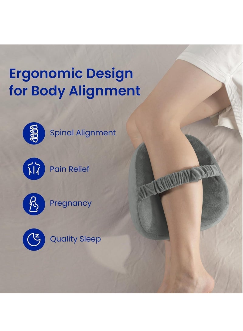 Knee Pillow for Pregnancy Side Sleepers, High Density Memory Foam Leg Pillow with Strap For Back Hip Joint Sciatica Pain Relief Spinal Alignment, Ergonomic Design and Comfort Support