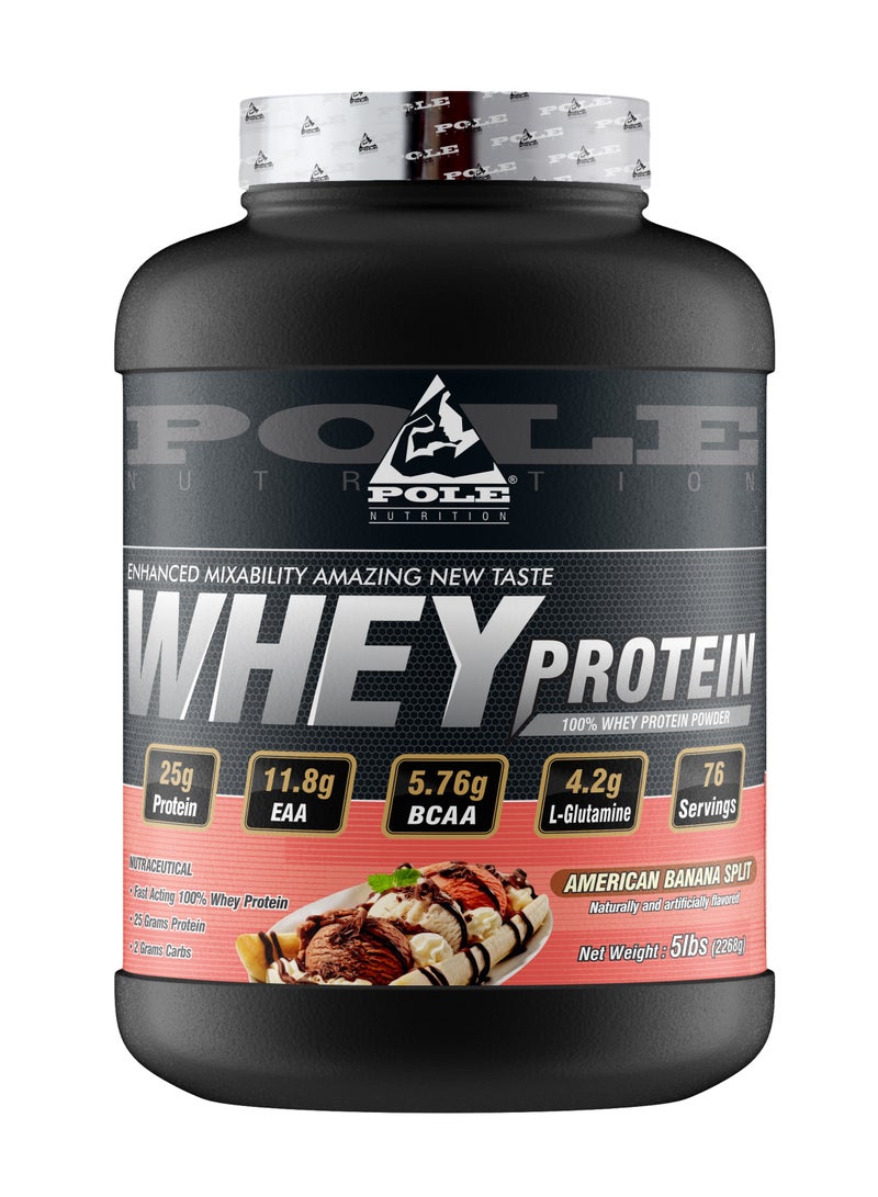 100% Whey Protein, 25 Grams Of Protein For Muscle Support And Recovery - American Banana Split, 5lbs - 76 Servings