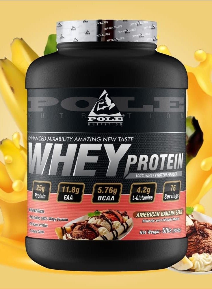 100% Whey Protein, 25 Grams Of Protein For Muscle Support And Recovery - American Banana Split, 5lbs - 76 Servings