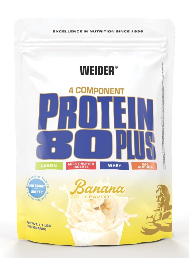 Protein 80 Plus - 500g, Banana Flavor - Premium Multi-Component Protein Powder for Muscle Growth and Recovery