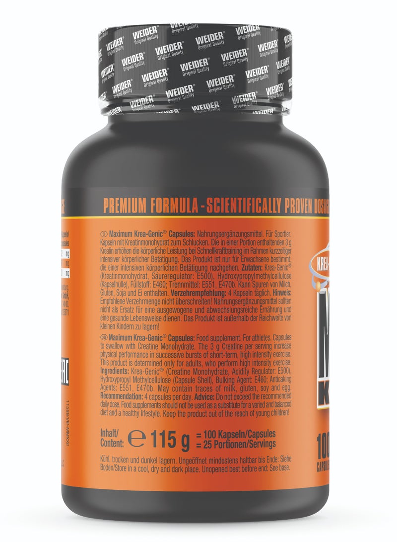 Maximum Krea-Genic 100 Capsules Advanced Buffered Creatine for Optimal Performance