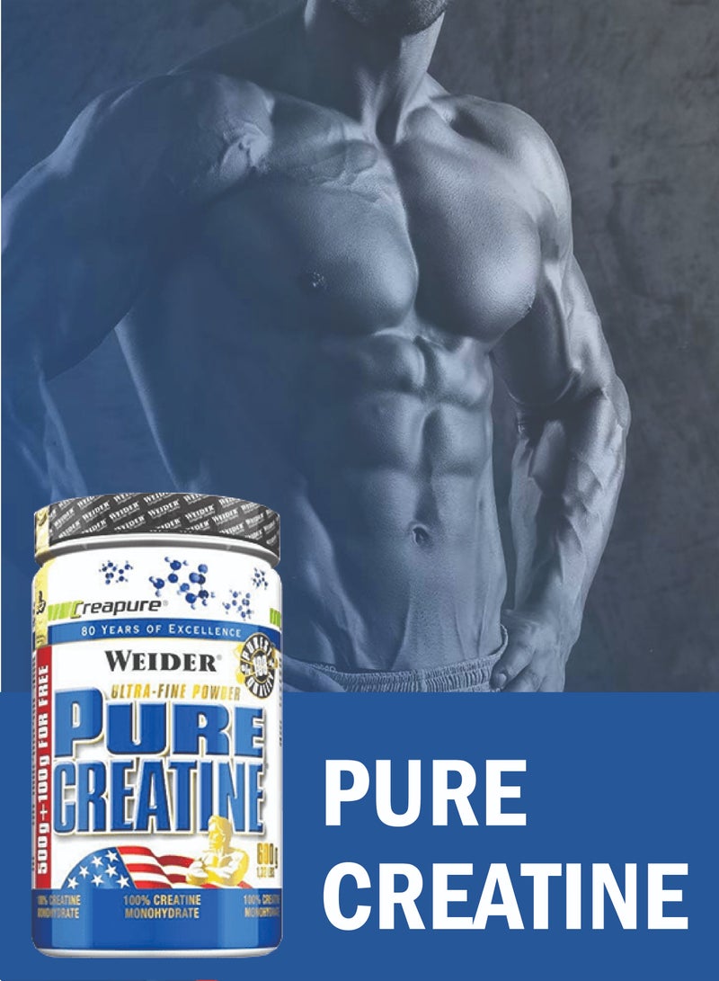 Pure Creatine - 600g, Premium Creapure® Creatine Monohydrate for Enhanced Muscle Performance