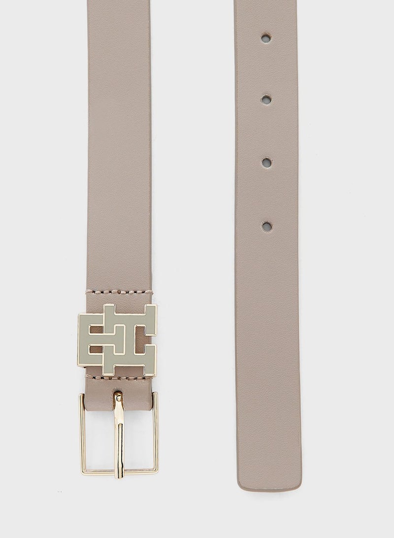 Monogram Detailed Leather Belt