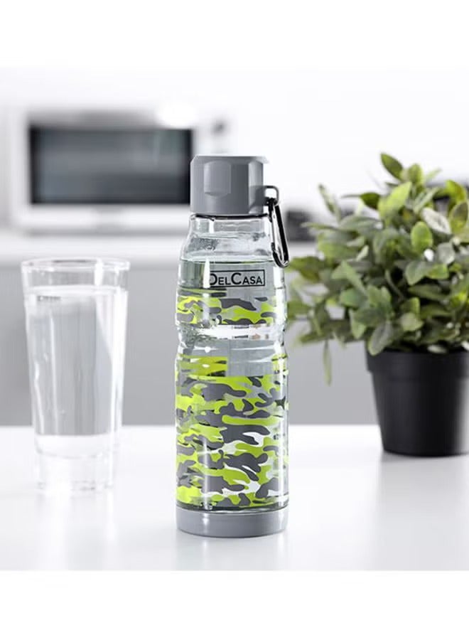 Printed Water Bottle Grey/Green/Black