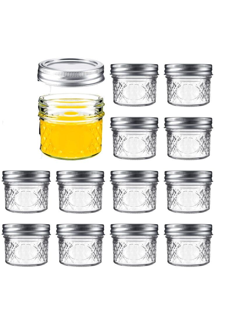 Mini Canning Jars 100ml With Lids, Small Glass Jars Ideal for Food Storage, Jam, Spice,Candle,Honey,Wedding Favors(12 PACK)