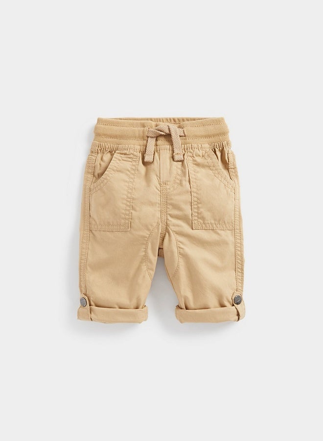 Tan Poplin Roll Up Trousers