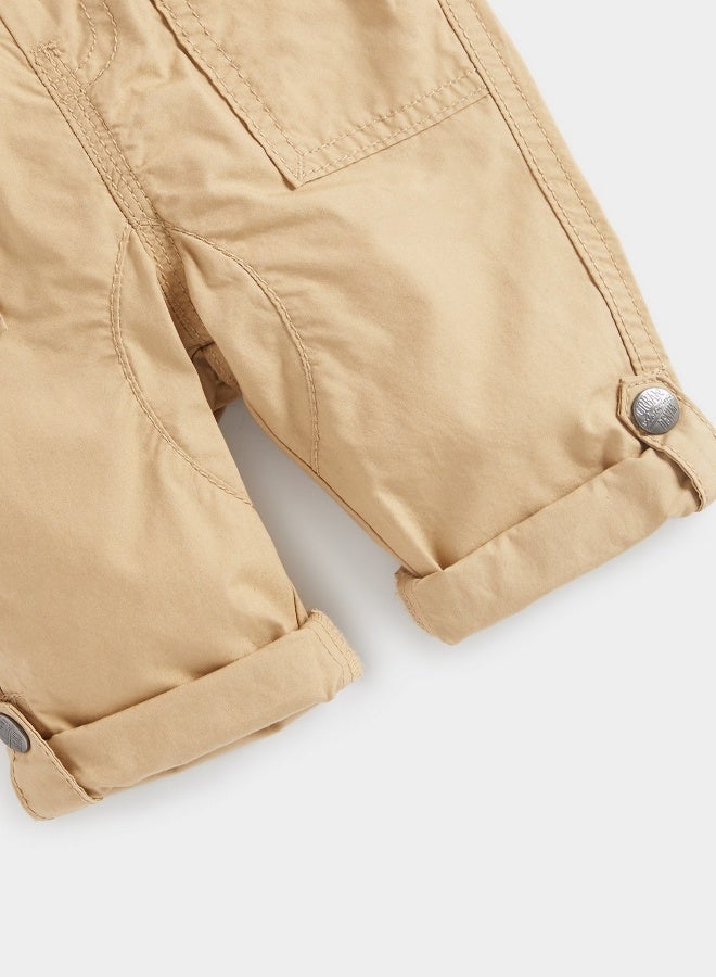 Tan Poplin Roll Up Trousers