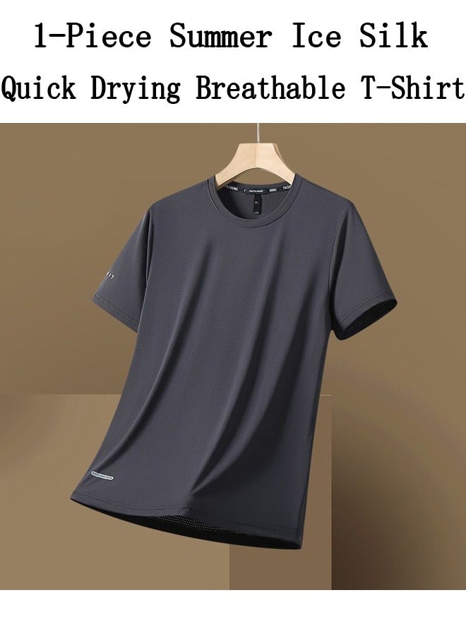 1-Piece Summer Ice Silk Quick Drying Breathable T-Shirt,Trendy Sports Casual Short Sleeve