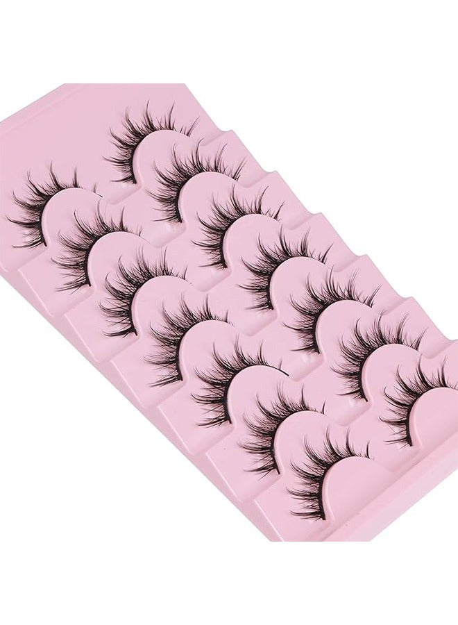 False Eyelashes, Corner Lashes, Anime Lashes, Natural  Mink Wispy Eyelash, Fluffy 3D Volume Eyelashes Pack  Fake Eyelashes  Individual Cluster 7 Pairs