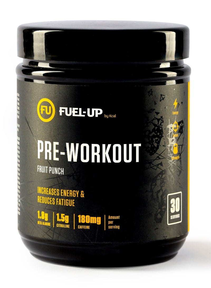 Pre Workout - Fruit Punch Flavour-1.8g Beta Alanine-1.5g Citrulline- 180mg Caffeine- 30 Servings- 300g