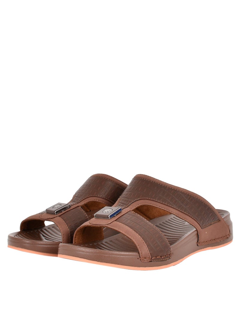 Mens Textured Arabic Sandal Brown