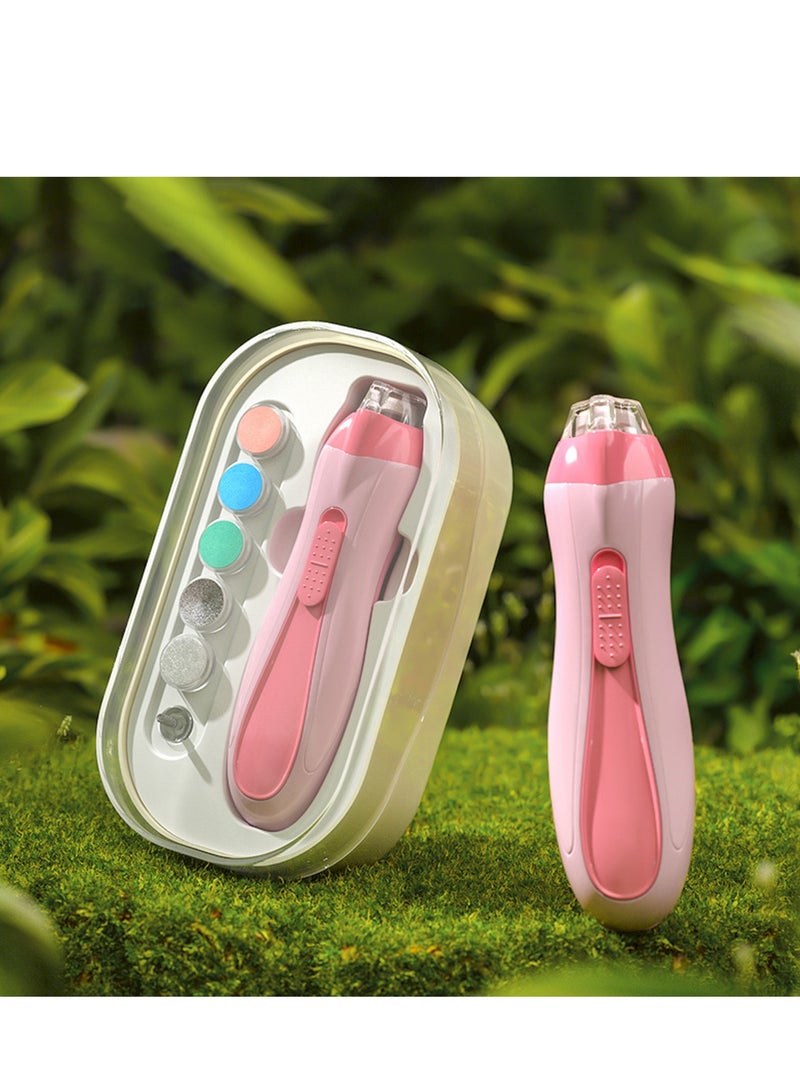 Baby Electric Nail File Drill for Baby No Sharp Claws Hurt, Nail Care Professional Manicure Pedicure System for Beauty Nail Art, 6 in 1 Safety Cutter Trimmer Clipper for Toes and Fingers