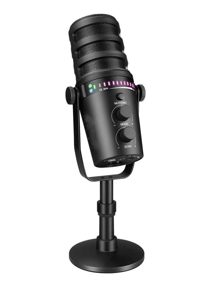 XLR Dynamic Microphone with RGB Control and Headphone Jack for PC Gaming and Streaming