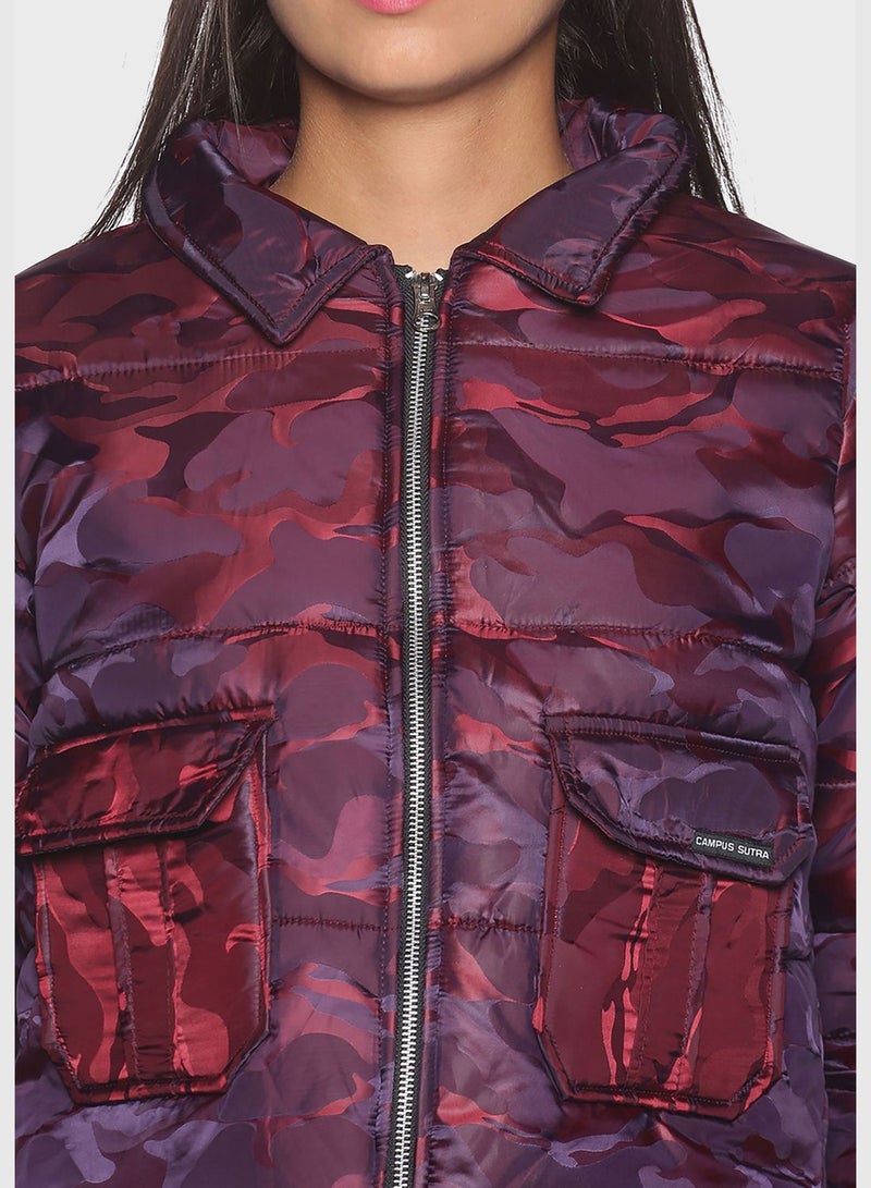 Army Print Quilted Jacket