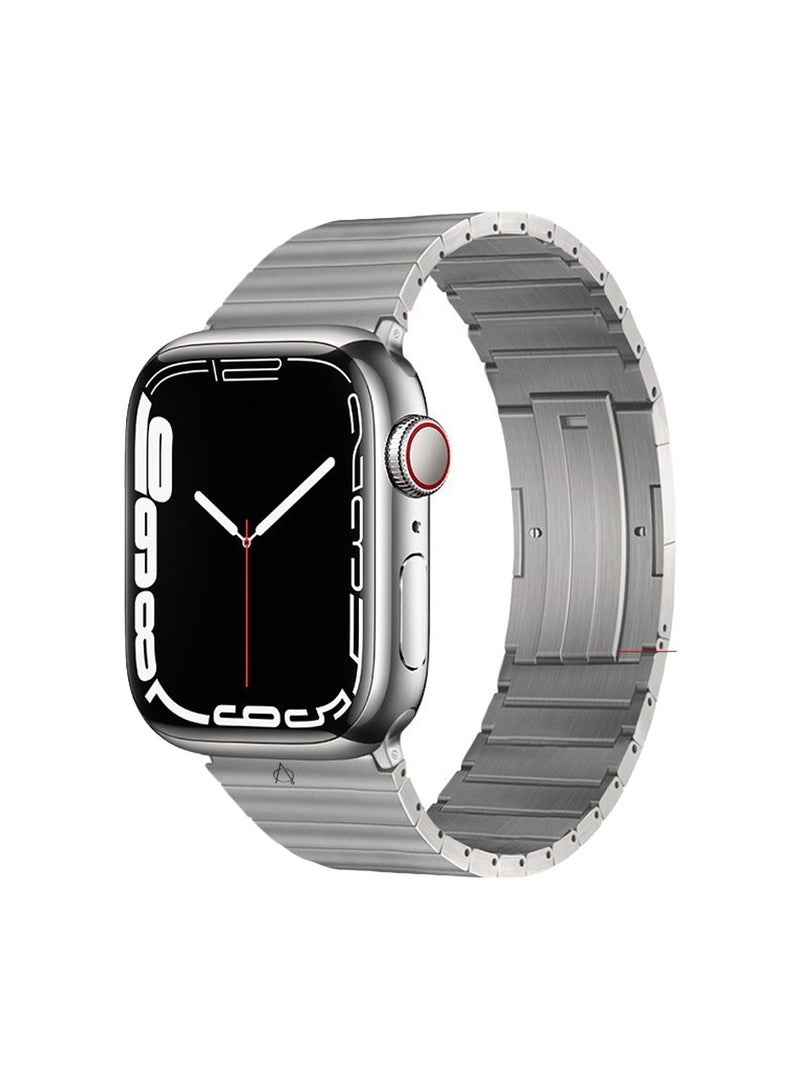 Acase Apple Watch Steel Fethiye Series Metal Band Premium Material Adjustable Strap Length 42mm/44mm/45mm - Titanium