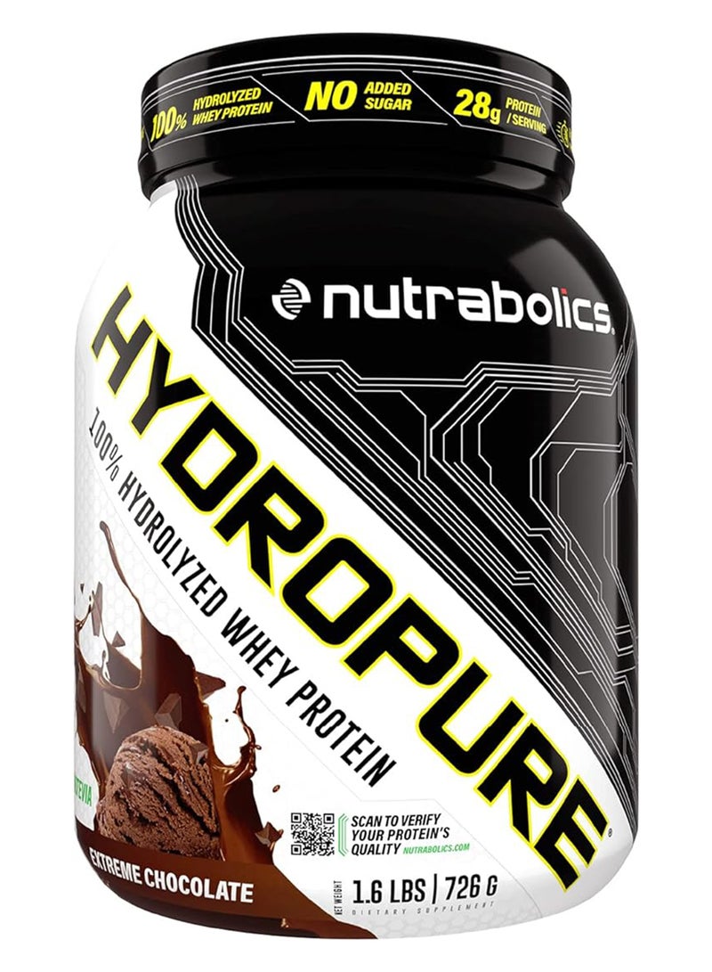 Hydropure 100% Hydrolyzed Whey Protein Extreme Chocolate 28G Protein/Serving 1.6Lbs