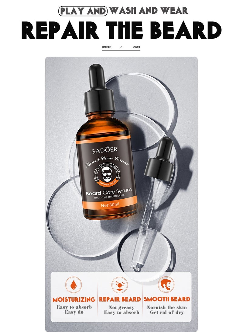30ml Professional Beard Care Serum For Men-Natural Beard Care Serum For Hair Growth & Nourishment-Daily Grooming Routine Nourishes&Hydrates Mens Facial Hair-Premium Beard Oil For Thicker,Fuller Beard