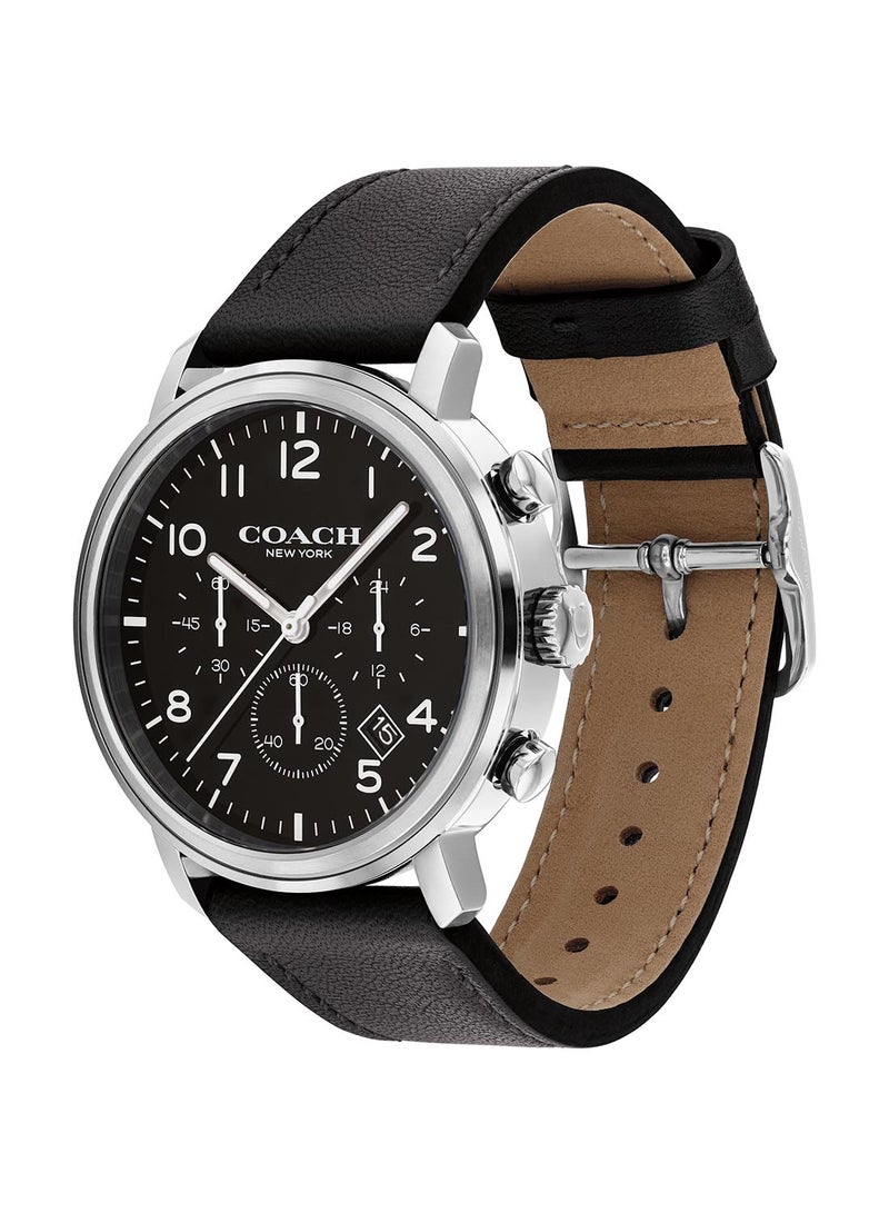 Men's Chronograph Round Shape Leather Wrist Watch 14602539 40 Mm