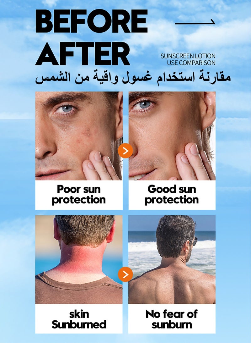 Facial Moisturizer With SPF90+ for Men,Sunscreen Daily Face Moisturizer Cream For Men,Sunscreen UV Protect, UVA & UVB Protection, Lightweight & Fast-absorbing,Non-Greasy Feel-50g