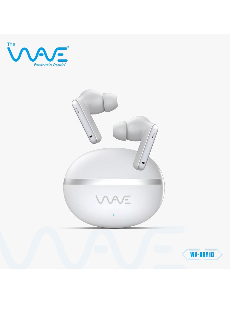 True Wireless Headset Wave Sky10 With ANC and ENC With Touch Control - White