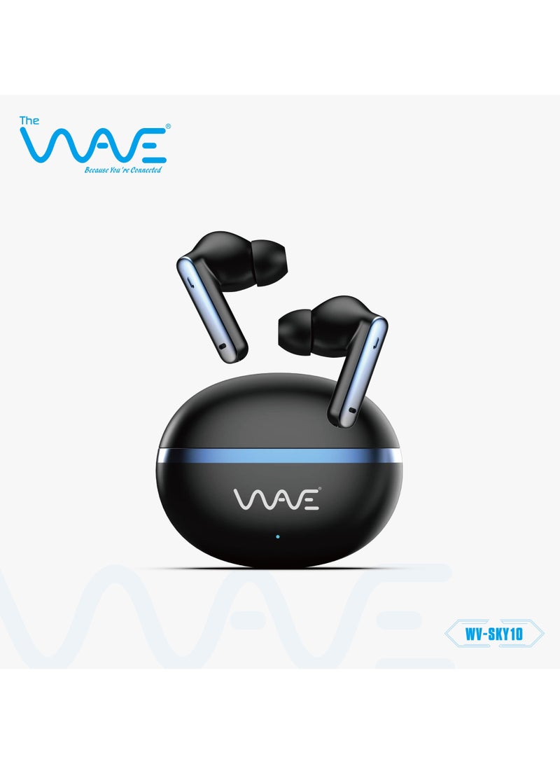 True Wireless Headset Wave Sky10 With ANC and ENC With Touch Control - Black