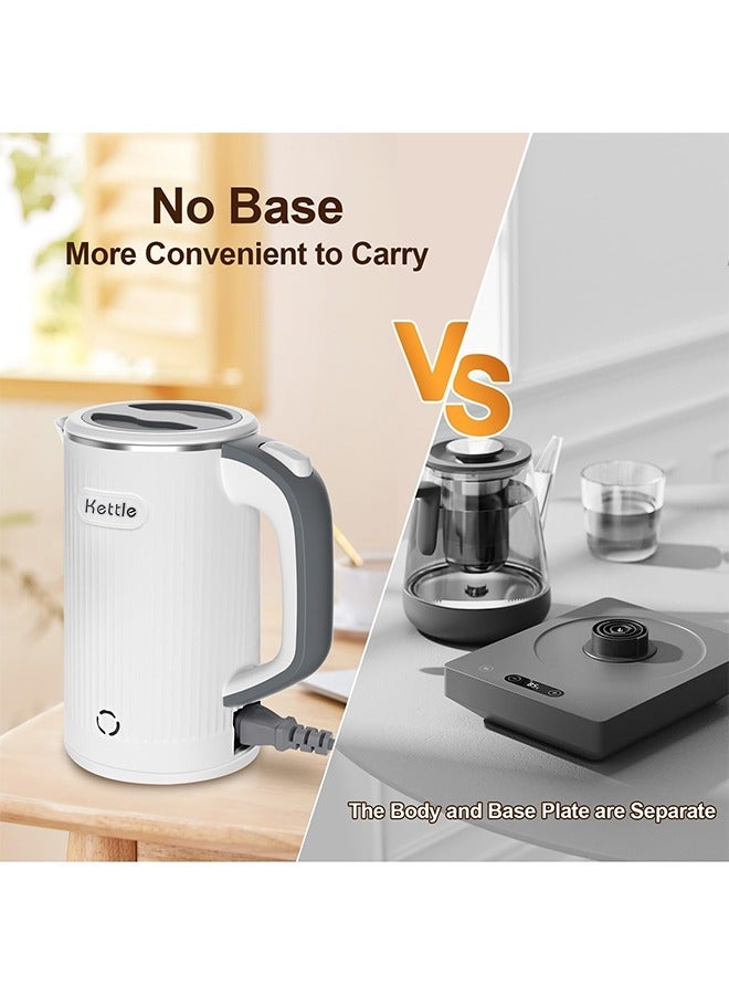 800ML Portable Electric Kettle with UK Plug, Stainless Steel Quick Boiling, Travel Electric Bottle, Auto Shut-Off and Dry Burning Protection