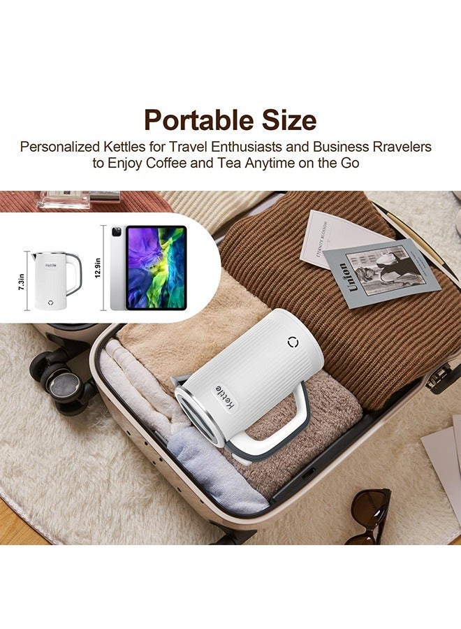 800ML Portable Electric Kettle with UK Plug, Stainless Steel Quick Boiling, Travel Electric Bottle, Auto Shut-Off and Dry Burning Protection