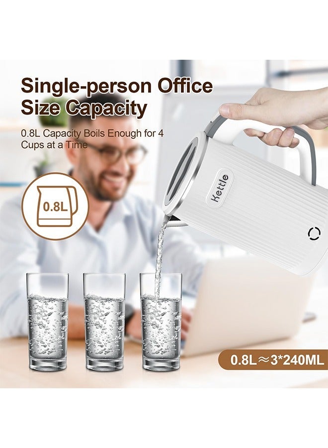 800ML Portable Electric Kettle with UK Plug, Stainless Steel Quick Boiling, Travel Electric Bottle, Auto Shut-Off and Dry Burning Protection