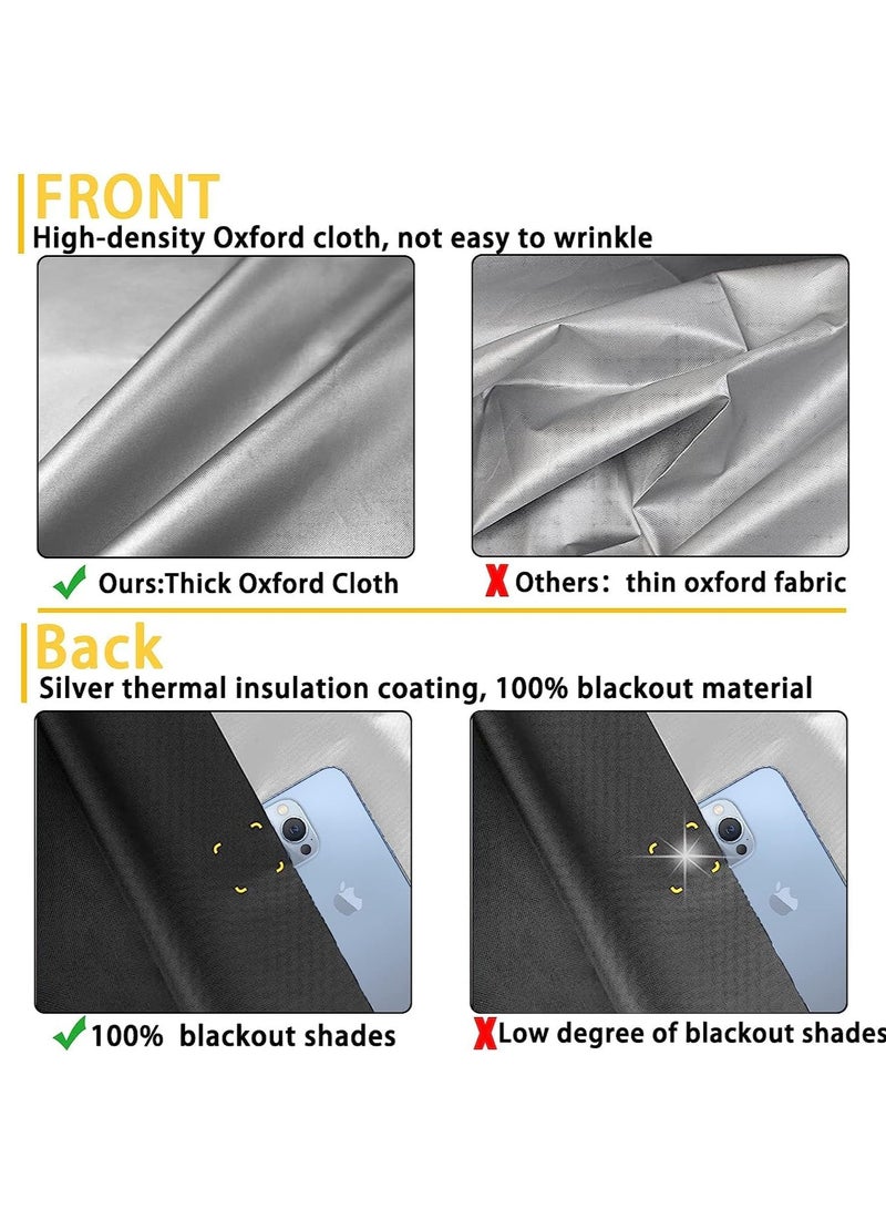 Blackout Blind, Portable Thermal Insulated Blackout Blinds Stick On Window No Drill, Blackout Material Blinds Blackout Curtains for Bedroom Nursery Loft Travel RV Car 300x145cm