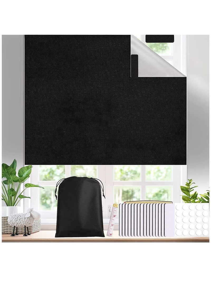 Blackout Blind, Portable Thermal Insulated Blackout Blinds Stick On Window No Drill, Blackout Material Blinds Blackout Curtains for Bedroom Nursery Loft Travel RV Car 300x145cm