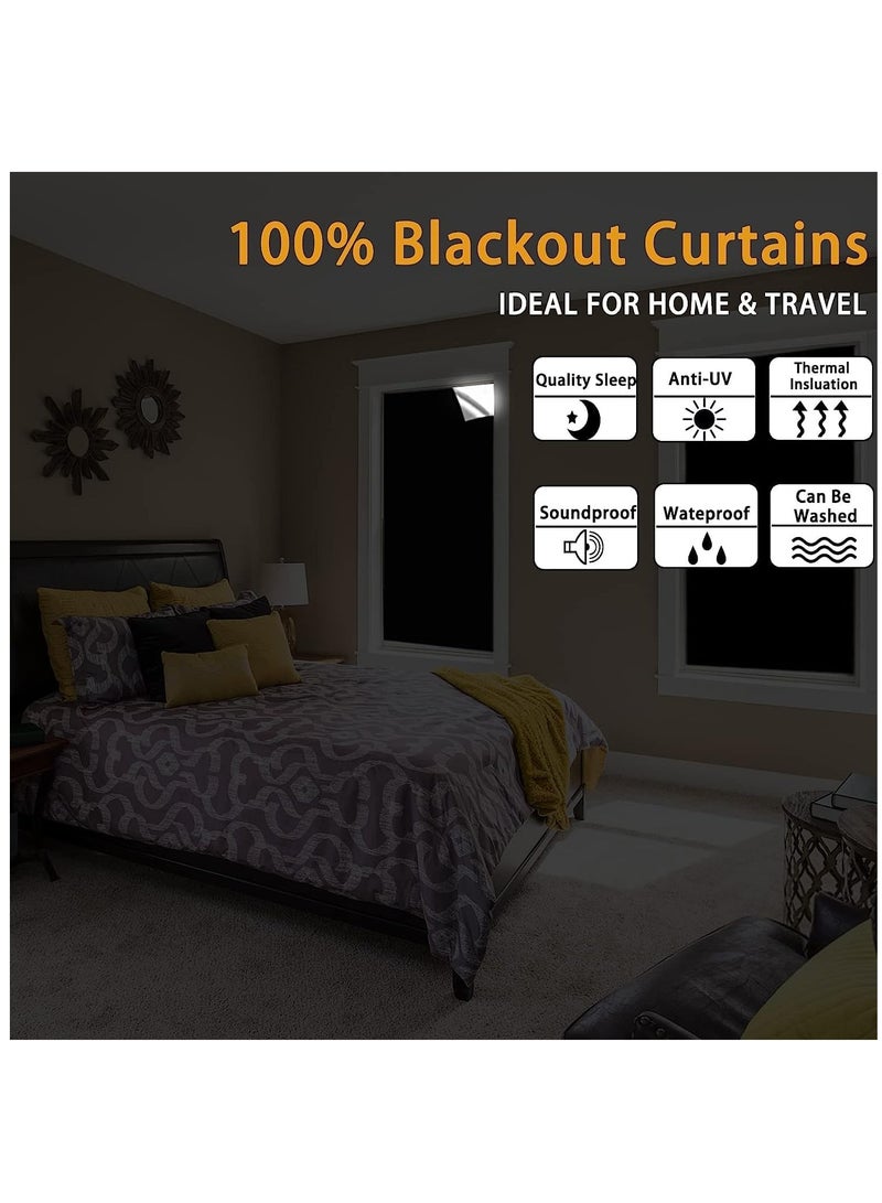 Blackout Blind, Portable Thermal Insulated Blackout Blinds Stick On Window No Drill, Blackout Material Blinds Blackout Curtains for Bedroom Nursery Loft Travel RV Car 300x145cm