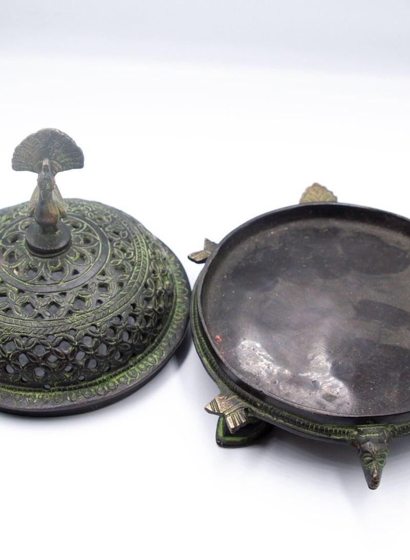 Exquisite Handmade Peacock Tortoise Incense Burner Holder Home Decoration