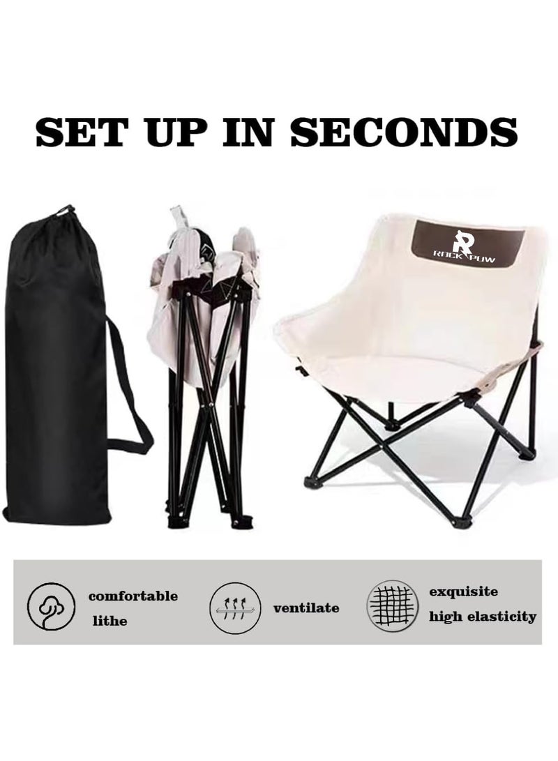 Camping Chairs Folding Moon Chair Portable Lightweight Camping Chair with Side Pocket Foldable Backpacking Chair Ultra Durable for Outdoor Hiking Beach Travel with Carrying Bag