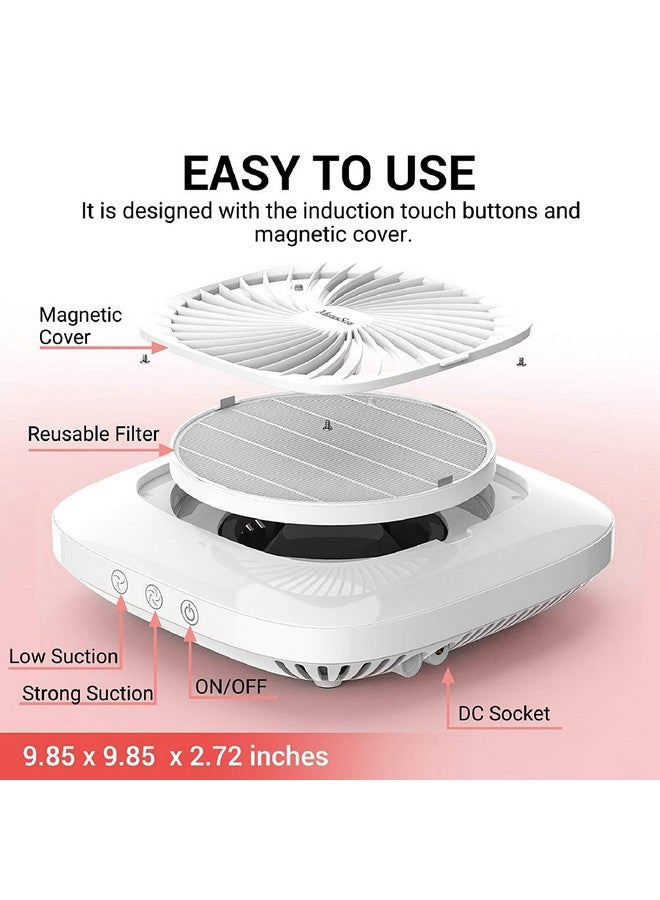 Nail Dust Collector With Reusable Filter Powerful Vacuum Fan Vent Dust Collector Extractor Electric Dust Suction Machine For Acrylic Gel Nail Polishing Low Noise Nail Salon